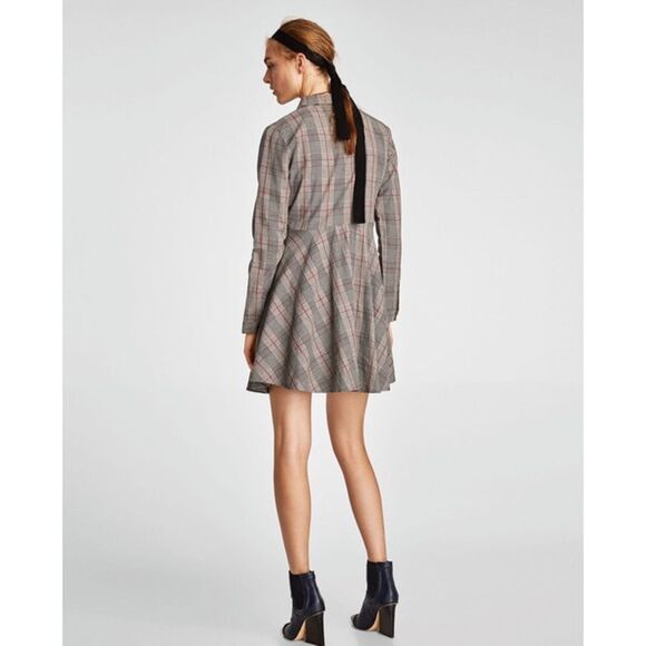 ZARA PLAID SHORT CHECKED DRESS - Picture 3 of 3